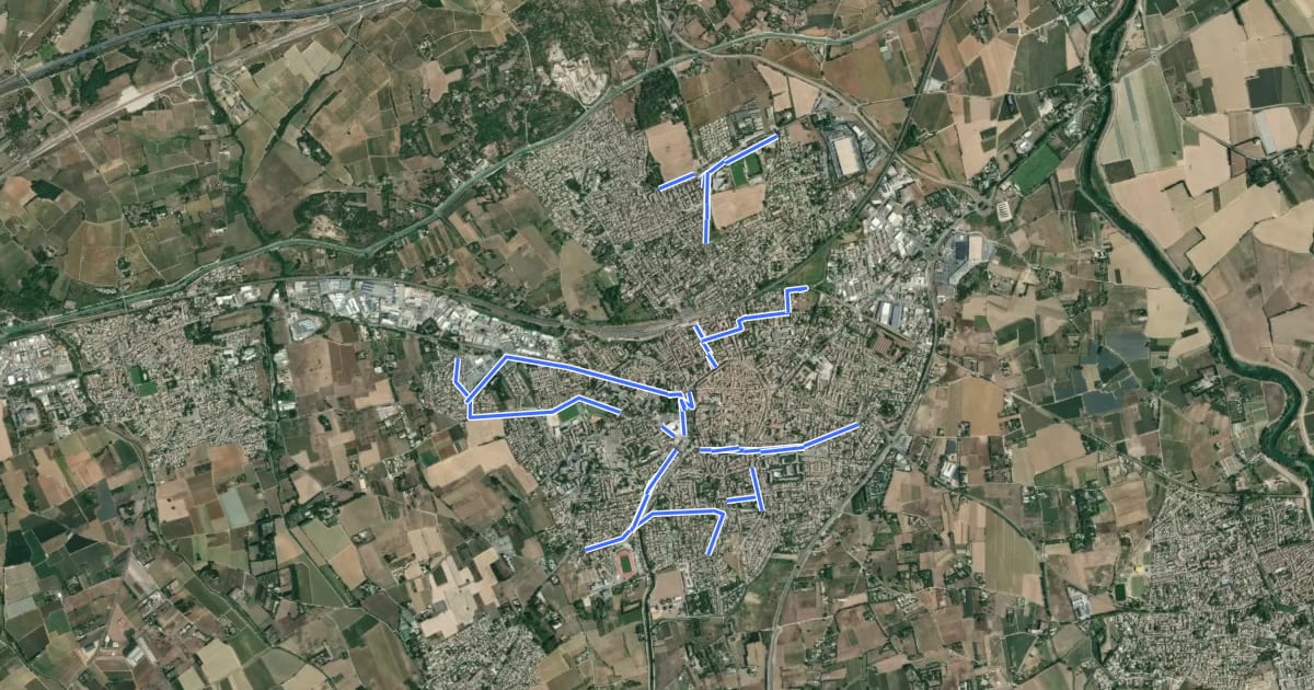 Маршрут Voies cyclables locales de Lunel на спутниковом снимке