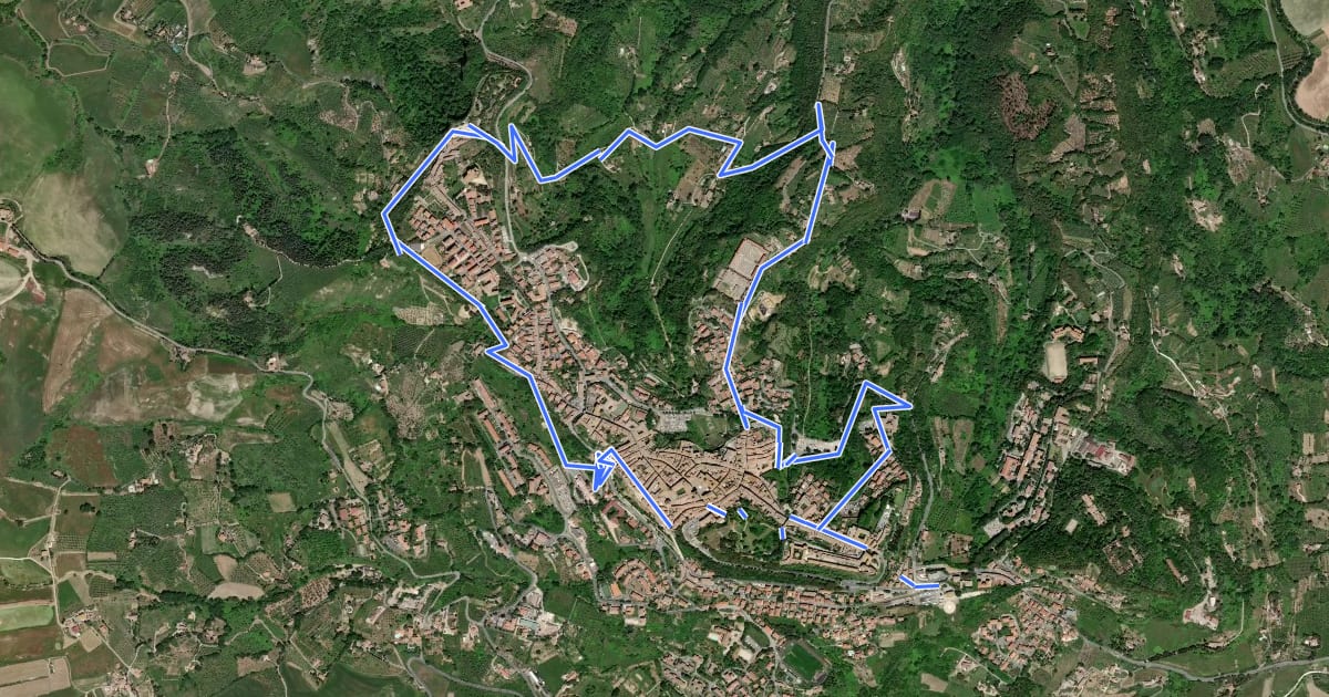 Маршрут Volterra Urban Trekking на спутниковом снимке