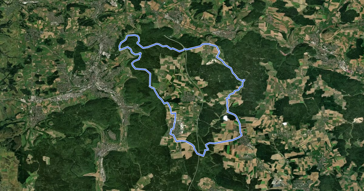 Маршрут Vom Braunenberg bis zu den Härtsfelder Trockentälern на спутниковом снимке
