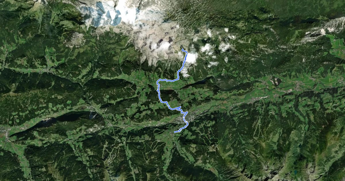 Маршрут Vom Gletscher zum Wein (Südroute) Etappe 2 на спутниковом снимке