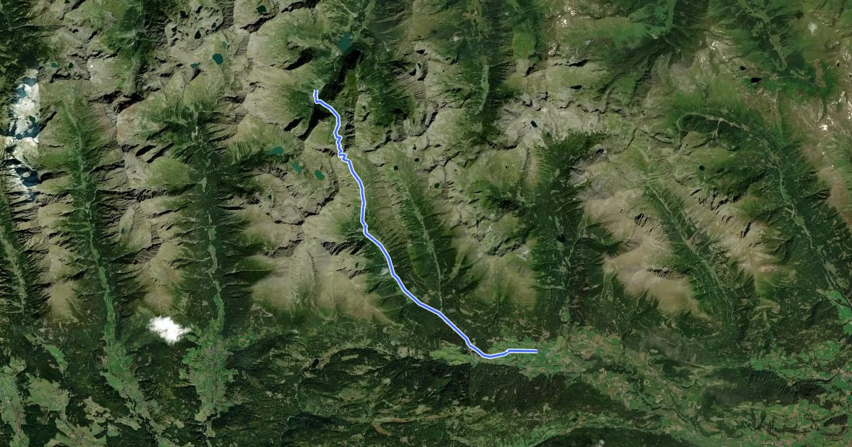 Маршрут Vom Gletscher zum Wein (Südroute) Etappe 8 на спутниковом снимке