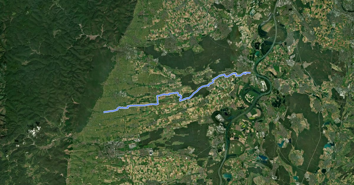 Маршрут Vom Rhein zum Wein на спутниковом снимке