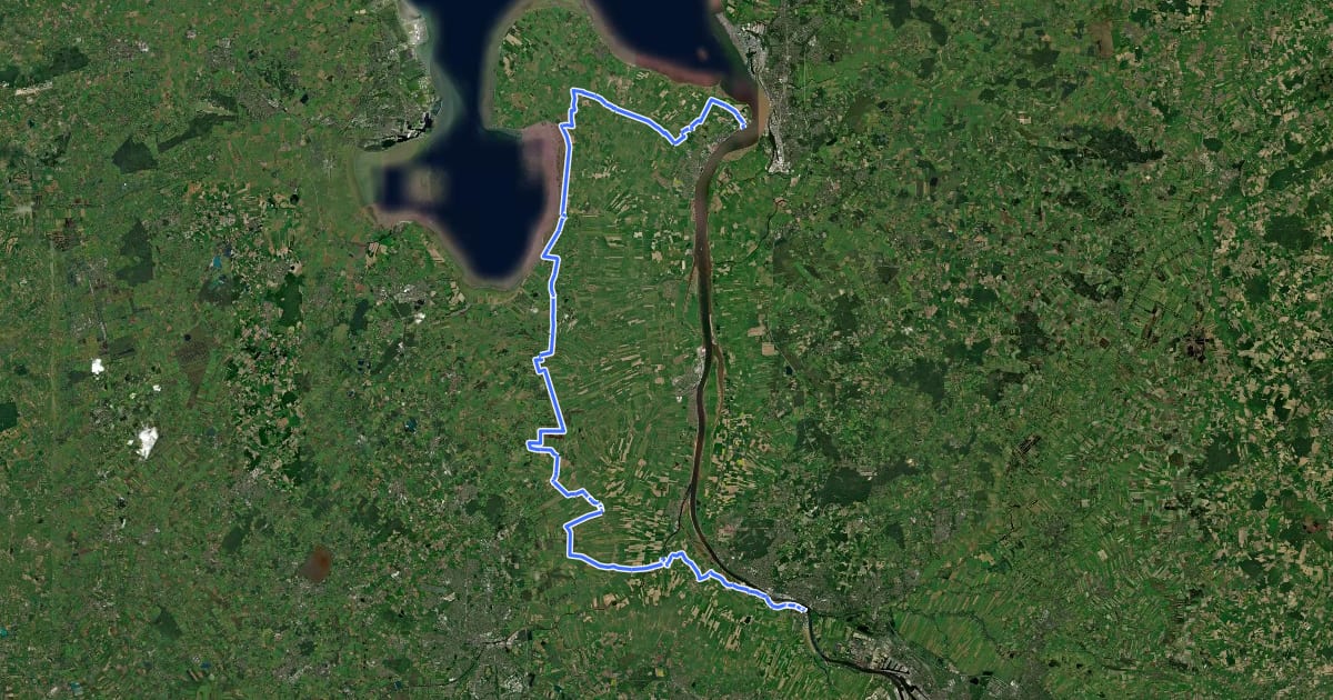 Маршрут Vom Teufelsmoor zum Wattenmeer Alternativroute на спутниковом снимке