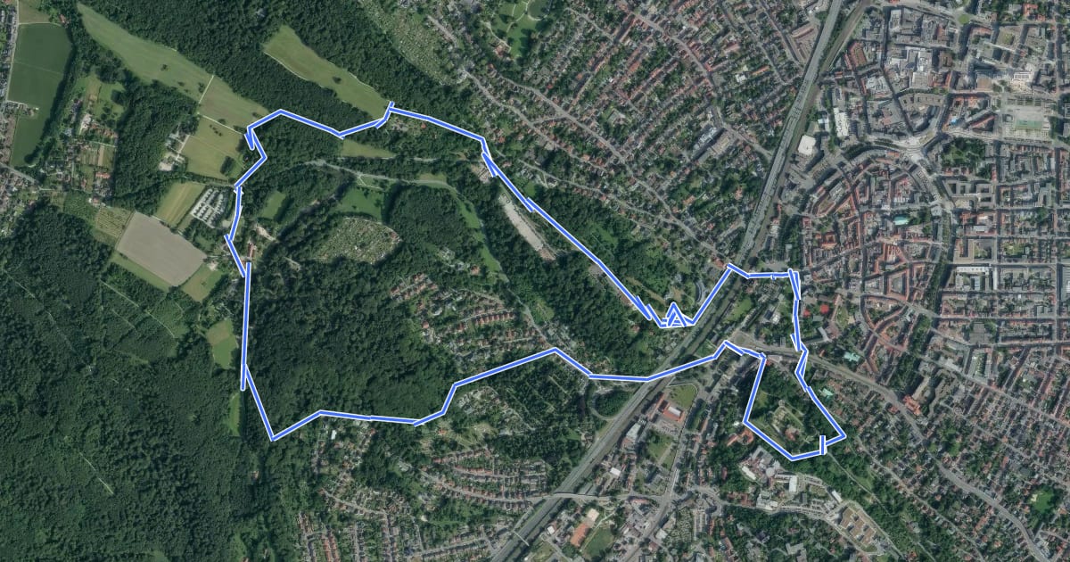 Маршрут Von Burg zu Berg на спутниковом снимке
