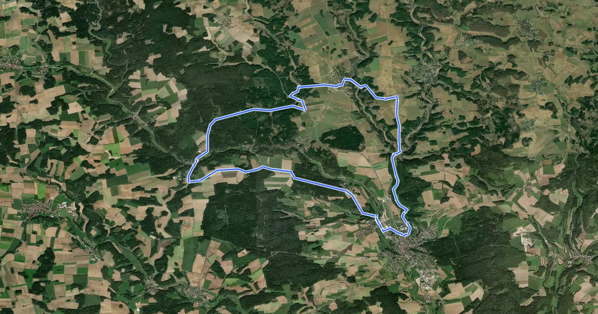 Маршрут Von Burg zu Burg на спутниковом снимке