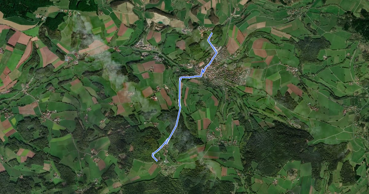 Маршрут Von der Kuppenrhön zur Hochrhön на спутниковом снимке