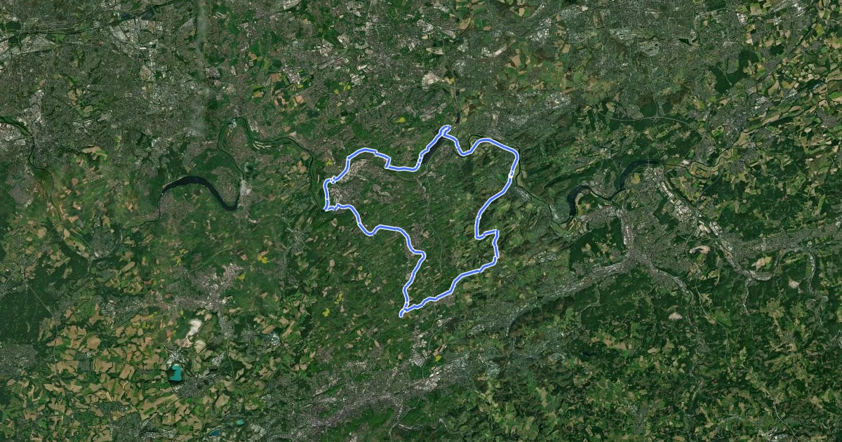Маршрут Von Ruhr zur Ruhr на спутниковом снимке