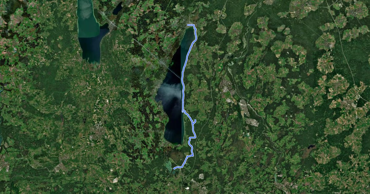 Маршрут von Starnberg zum Ostersee на спутниковом снимке
