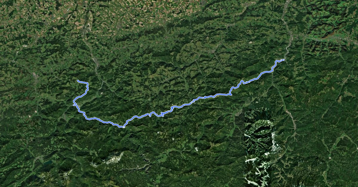 Маршрут Voralpenweg на спутниковом снимке