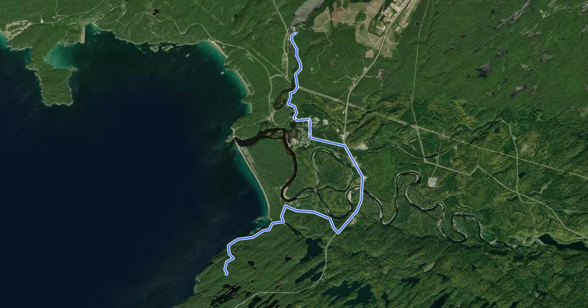 Маршрут Voyageur Trail - Michipicoten Section на спутниковом снимке