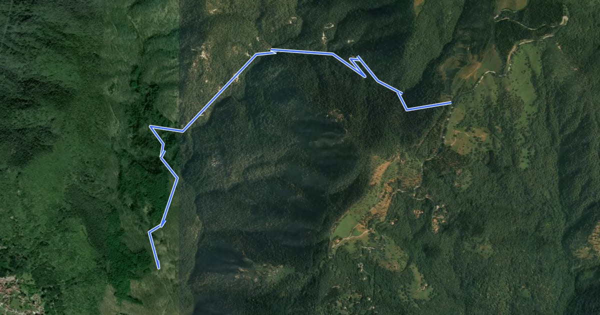 Маршрут VP5 - Alpe Montepiano - Colle di Cortano на спутниковом снимке