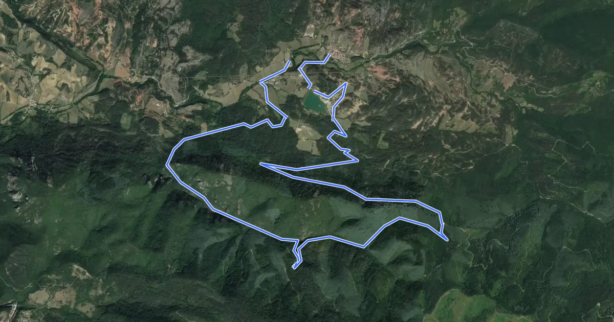 Маршрут VTT aude en pyrénnées 32 rouge на спутниковом снимке