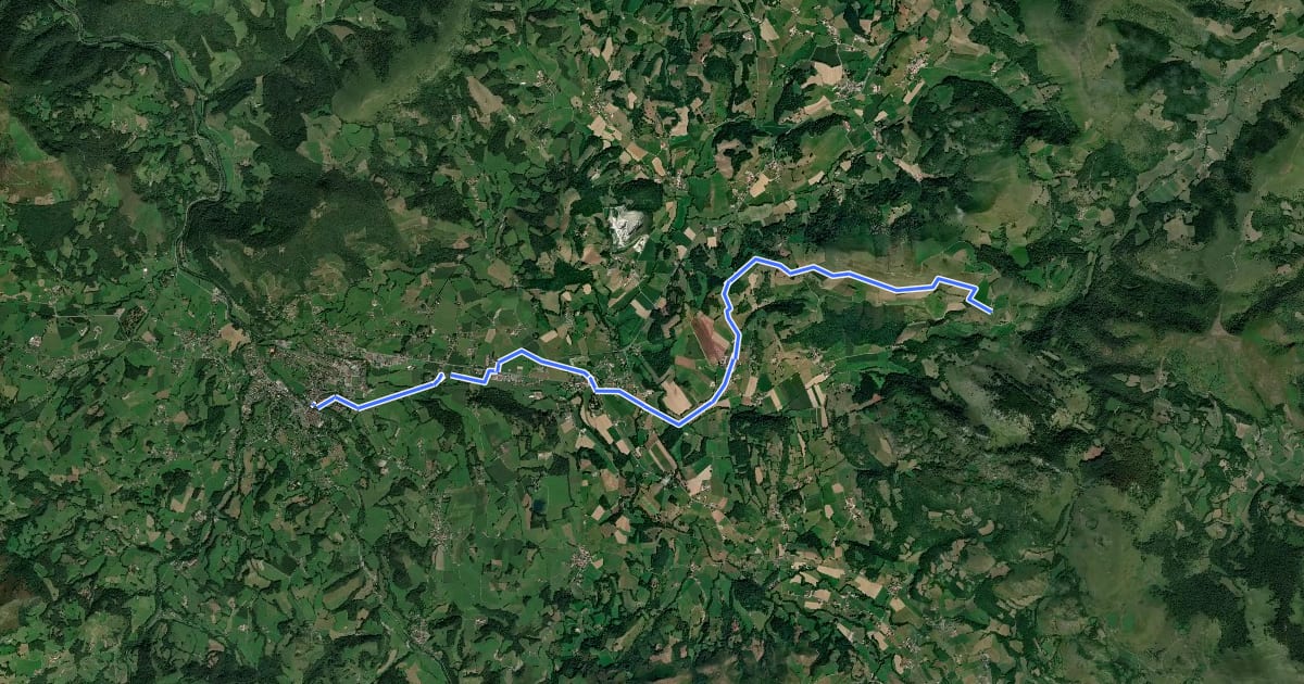 Маршрут VTT Du col de Gamia à St-Jean-Pied-de-Port на спутниковом снимке