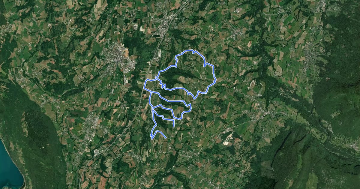 Маршрут VTT FFC Albanais N° 12 - Entre forêts et collines (rouge) на спутниковом снимке