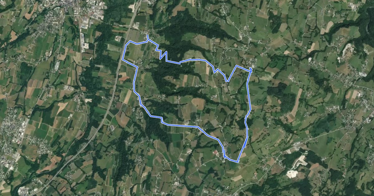 Маршрут VTT FFC Albanais N° 15 - Les Hauts de Saint-Ours (bleu) на спутниковом снимке
