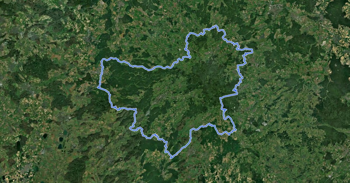 Маршрут Vulkanring Vogelsberg на спутниковом снимке