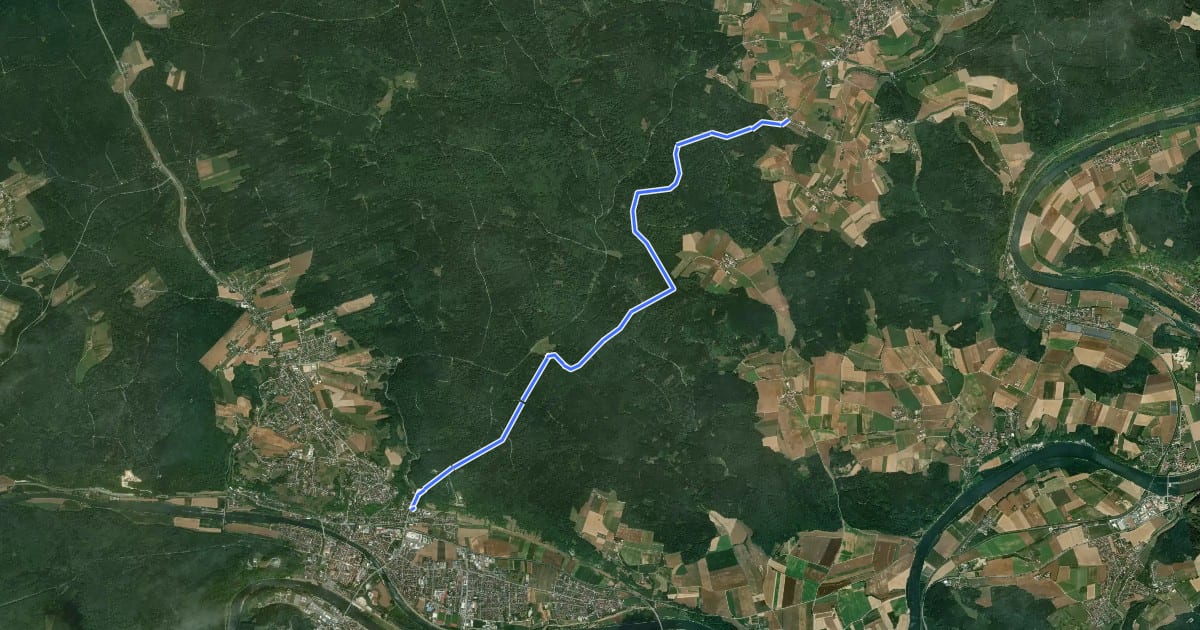 Маршрут W 03 Schneckenbach - Kelheim (Grünes Dreieck) на спутниковом снимке