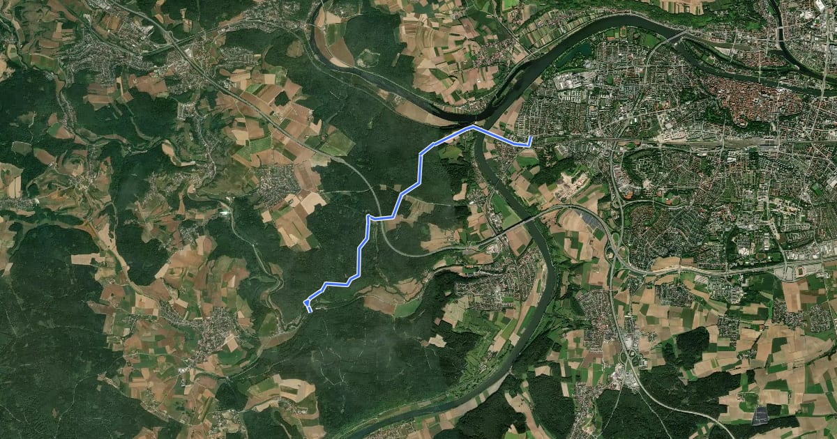 Маршрут W 05 Regensburg - Alling (Grünes Dreieck) на спутниковом снимке