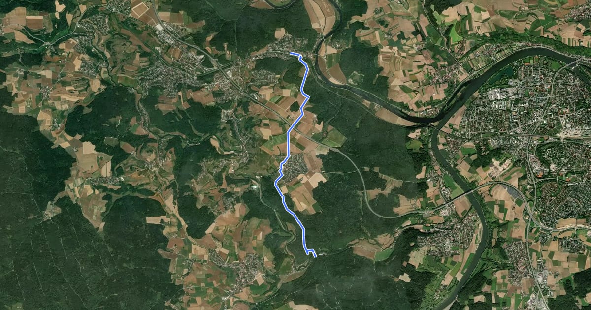 Маршрут W 09 Etterzhausen - Alling (Grünes Dreieck) на спутниковом снимке