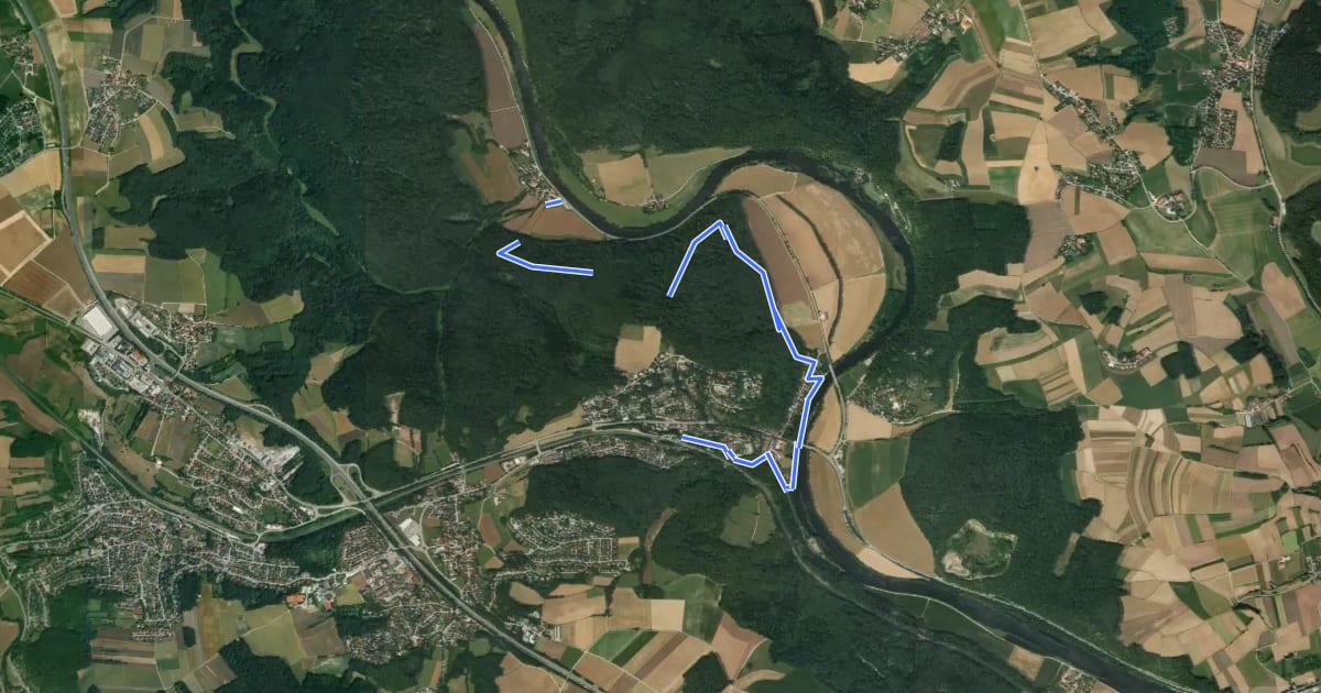 Маршрут W 15 Etterzhausen - Penk (Rotes Rechteck) на спутниковом снимке