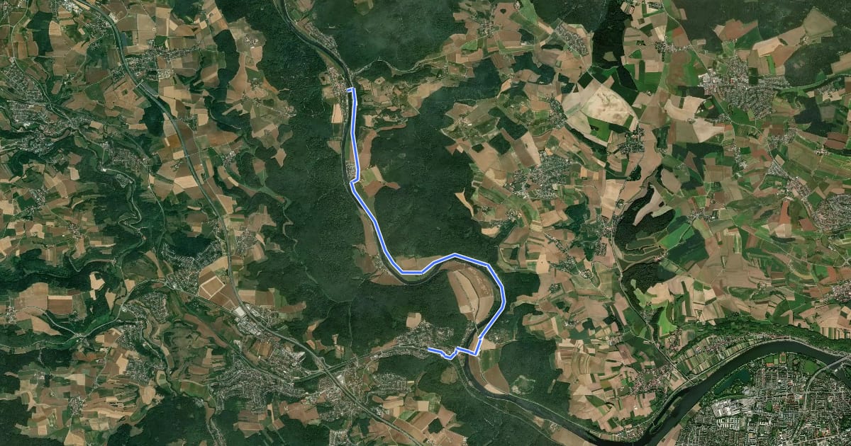 Маршрут W 19 Etterzhausen - Pielenhofen (Rotes Dreieck) на спутниковом снимке
