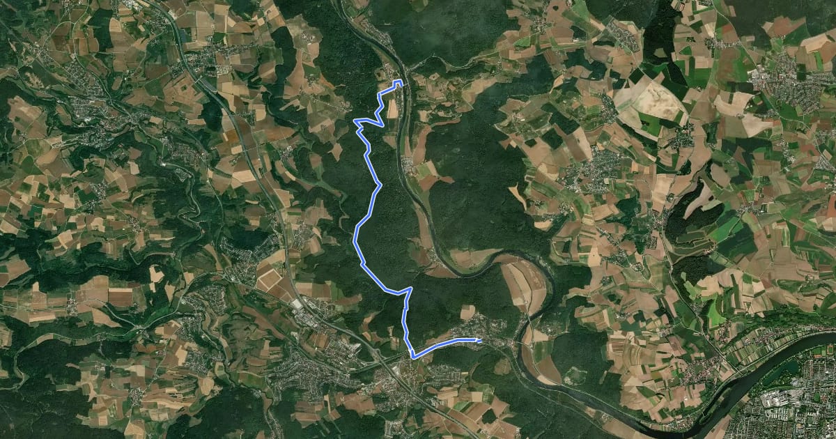 Маршрут W 21 Etterzhausen - Pielenhofen (Rotes Dreieck) на спутниковом снимке
