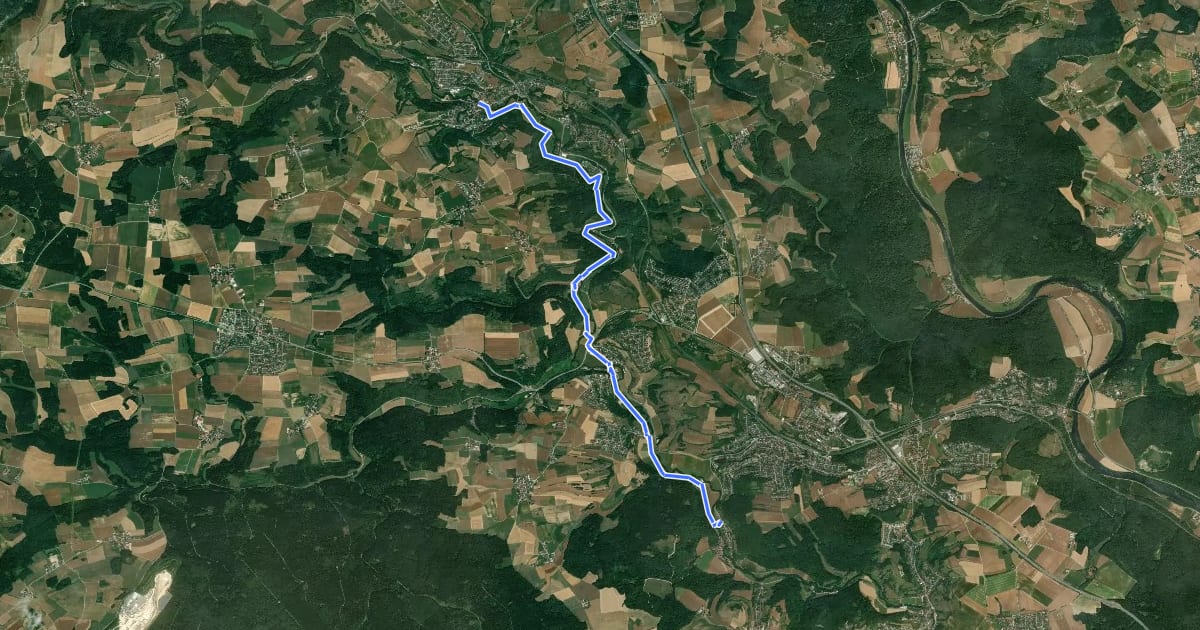 Маршрут W 25 Eichhofen - Laaber (Rotes Dreieck) на спутниковом снимке