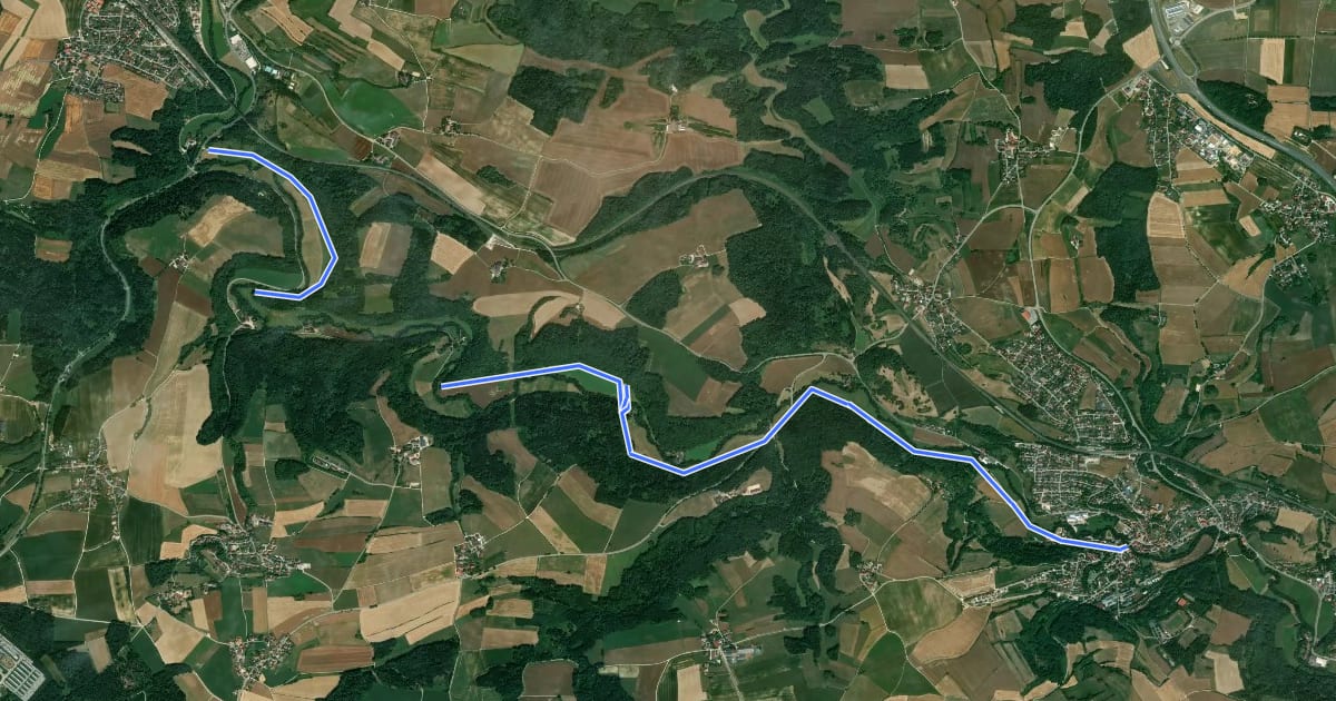 Маршрут W 26 Laaber - Beratzhausen (Rotes Dreieck) на спутниковом снимке