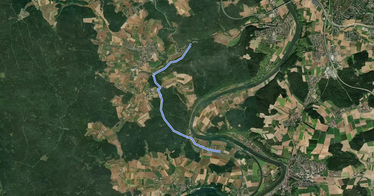 Маршрут W 35 Alling - Gundelshausen (Rotes Rechteck) на спутниковом снимке