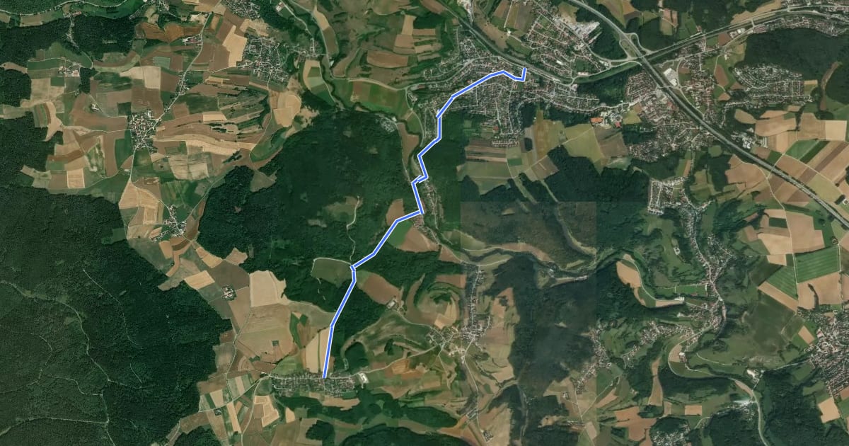 Маршрут W 40 Undorf - Haugenried (Rotes Dreieck) на спутниковом снимке
