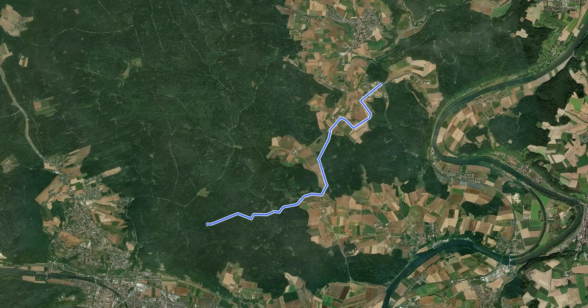 Маршрут W 42 Saxberg - Marderreibe (Blaues Rechteck) на спутниковом снимке