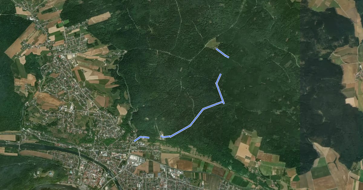 Маршрут W 44 Frauenhäusl - Kelheim (Grünes Rechteck) на спутниковом снимке