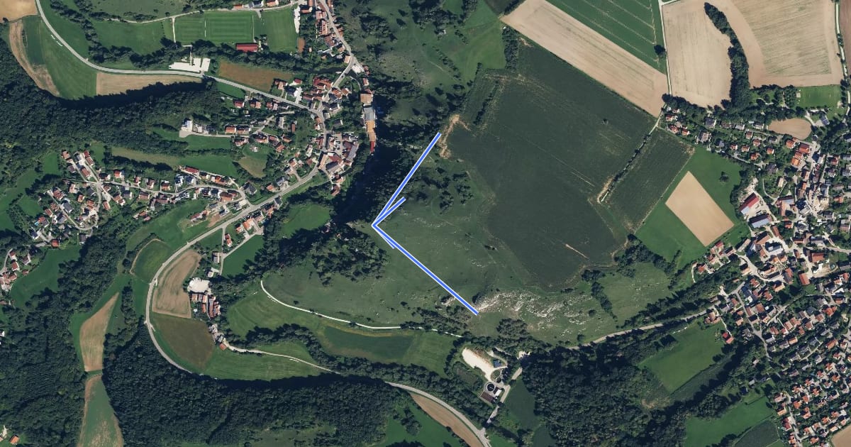 Маршрут W 48A Hangweg Unterer Alpiner Steig - Klärwerk Eilsbrunn (Blauer Punkt) на спутниковом снимке