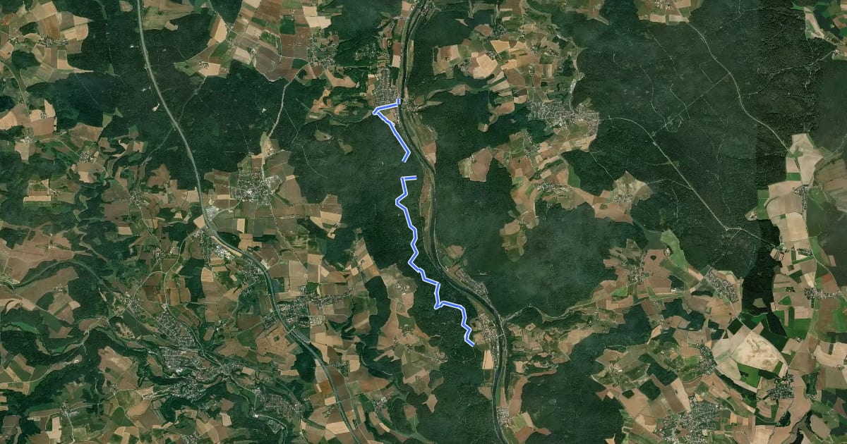 Маршрут W 52 Pielenhofen - Duggendorf (Grünes Rechteck) на спутниковом снимке