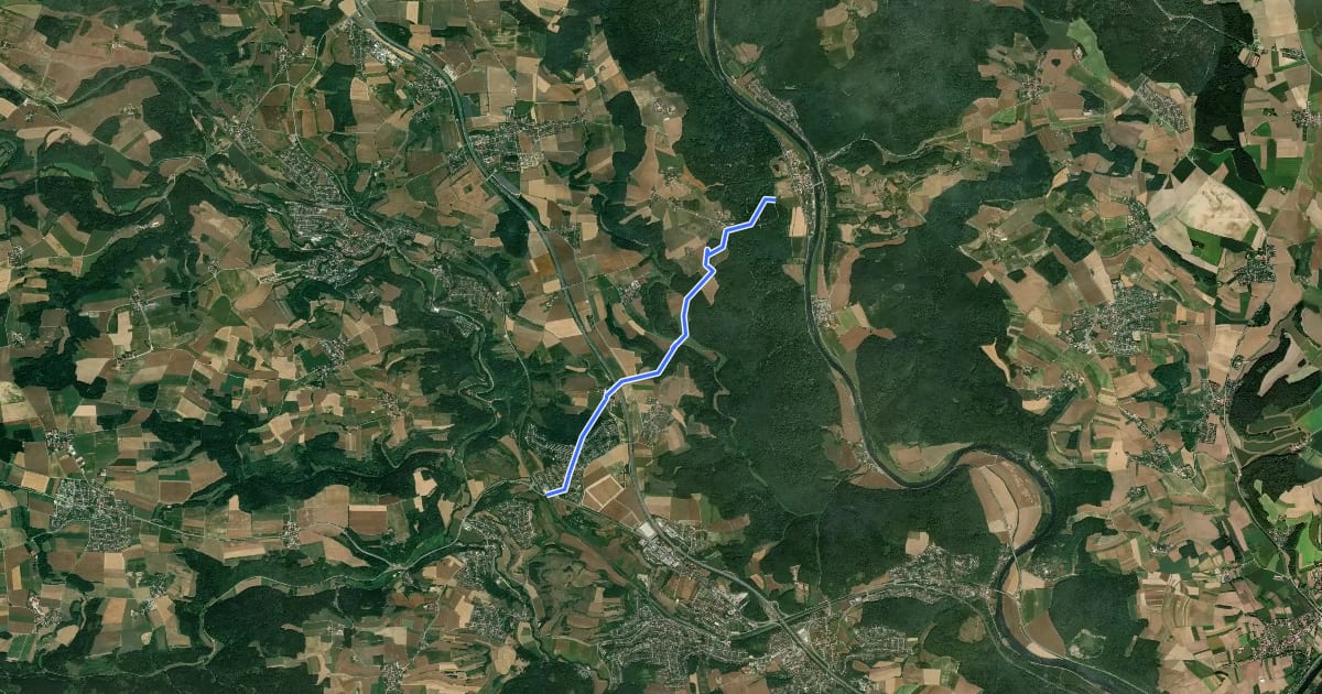 Маршрут W 53 Deuerling-Bahnhof - Pielenhofen (Grünes Dreieck) на спутниковом снимке
