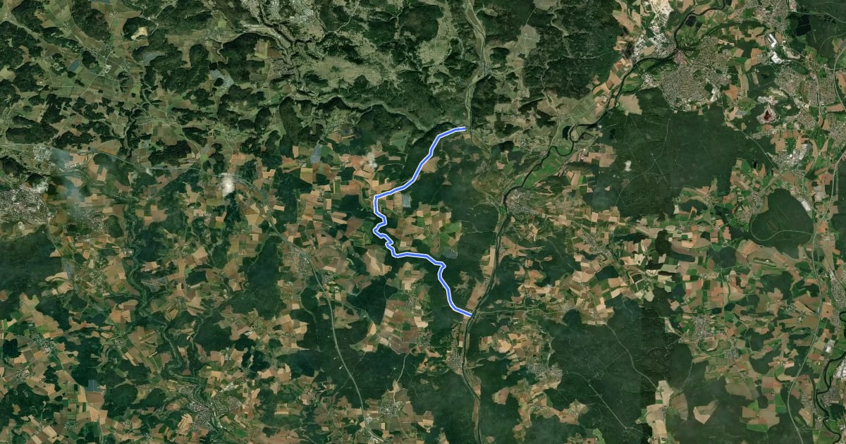 Маршрут W 55 Heitzenhofen - Rohrbach (Rotes Rechteck) на спутниковом снимке