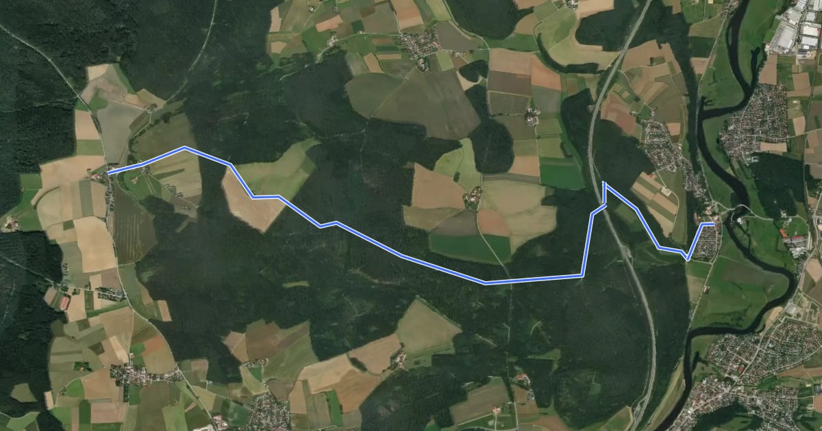 Маршрут W 56 Regendorf - Schwaighausen (Grünes Dreieck) на спутниковом снимке