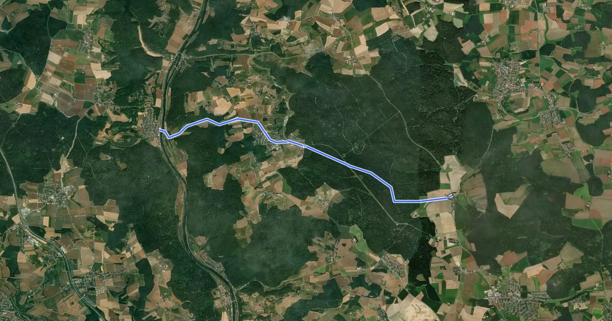 Маршрут W 57 Schwaighausen - Duggendorf (Grünes Dreieck) на спутниковом снимке
