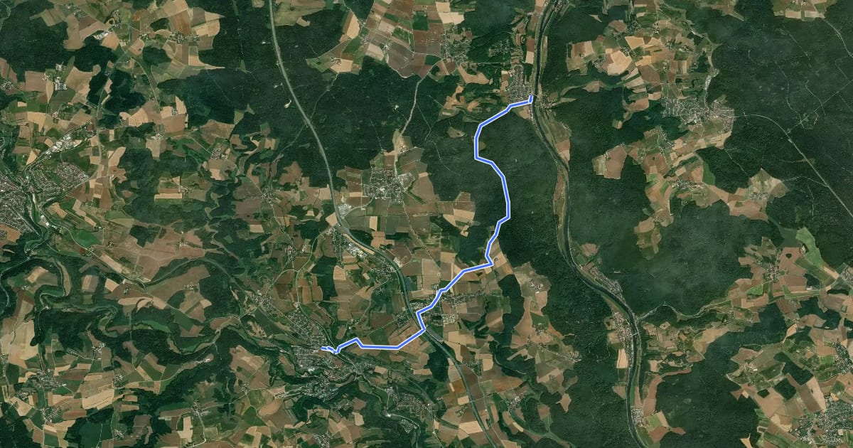 Маршрут W 58 Duggendorf - Laaber (Grünes Dreieck) на спутниковом снимке