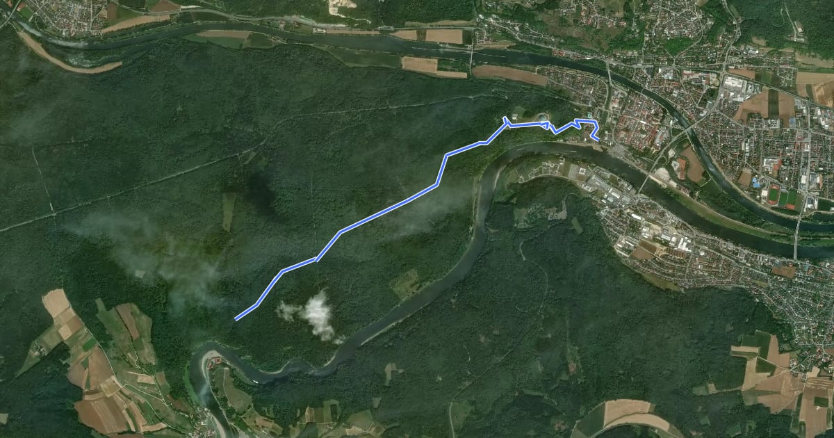Маршрут W 59 Kelheim - Weltenburg (Rotes Rechteck) на спутниковом снимке