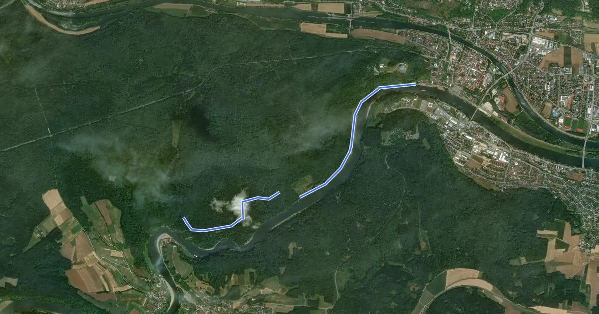 Маршрут W 60 Kelheim - Weltenburg (Rotes Dreieck) на спутниковом снимке