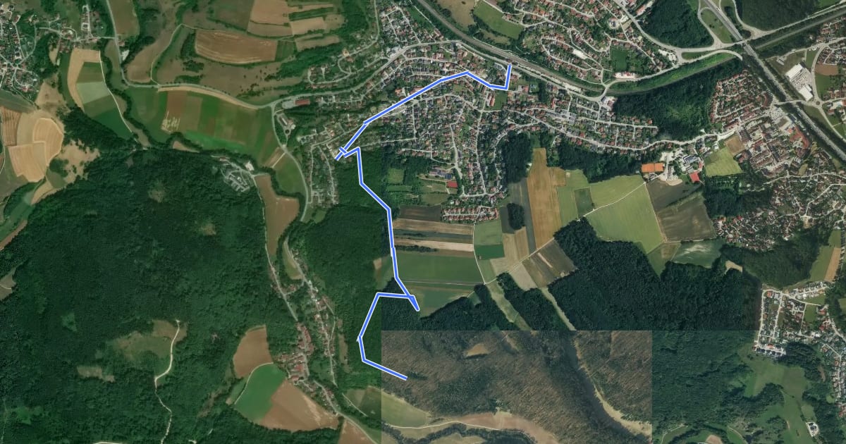 Маршрут W 66 Undorf - Anschluss an W7 (Grünes Rechteck) на спутниковом снимке