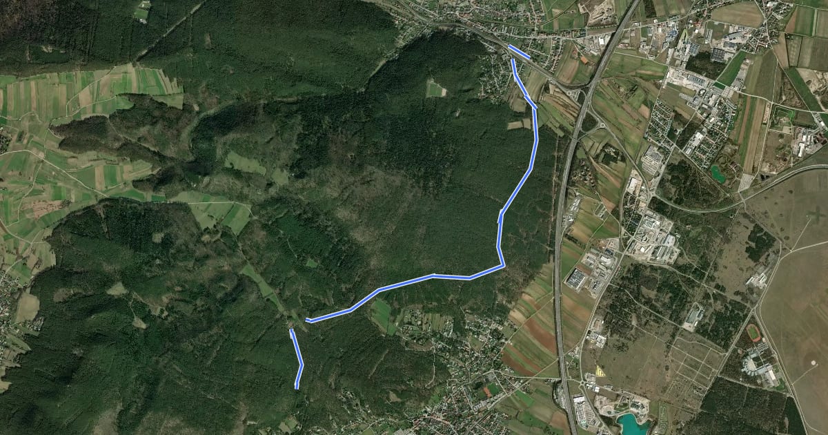 Маршрут Wöllersdorf - Waldwirtshaus Kürassier - Eisensteinhöhle - Brunn на спутниковом снимке