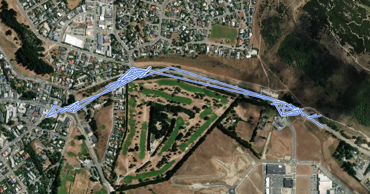 Маршрут Wānaka Ludgate Shared Path на спутниковом снимке
