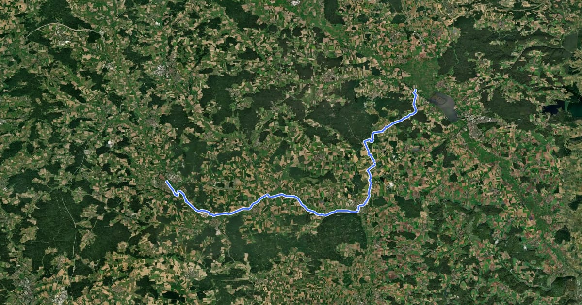 Маршрут Wörnitzweg на спутниковом снимке