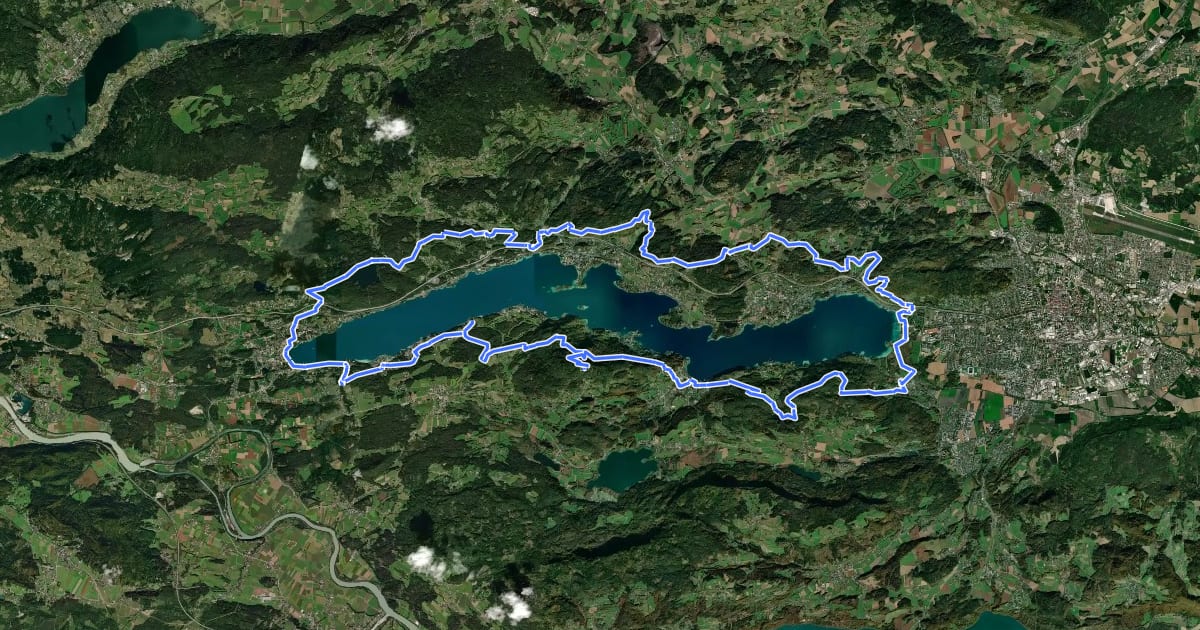 Маршрут Wörthersee Rundwanderweg на спутниковом снимке