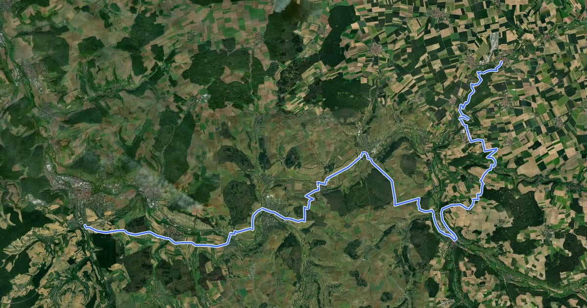 Маршрут Württ. Weinwanderweg (Aub - Mergentheim) на спутниковом снимке