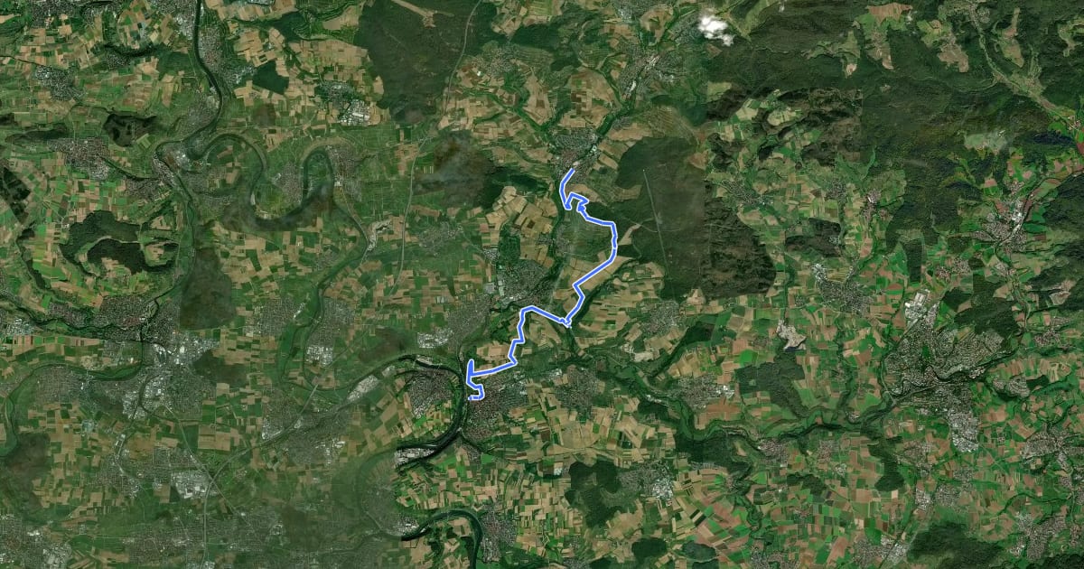 Маршрут Württ. Weinwanderweg (Großbottwar - Marbach) на спутниковом снимке