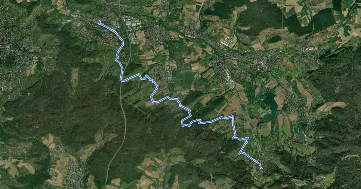 Маршрут Württ. Weinwanderweg (Löwenstein - Weinsberg) на спутниковом снимке