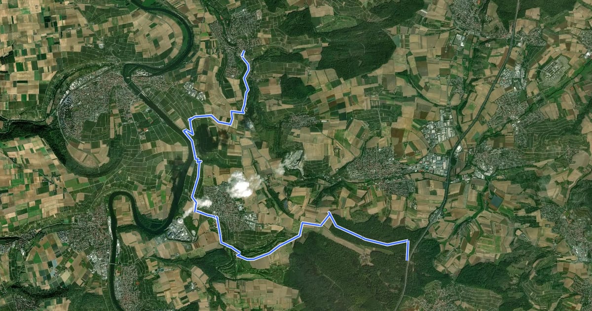 Маршрут Württ. Weinwanderweg (Talheim - Winzerhausen) на спутниковом снимке
